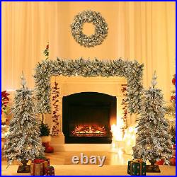 Pre-lit Christmas Tree 4-Piece Set with Garland, Wreath & 2 LED Entrance Trees Pre-lit Christmas Tree 4-Piece Set with Garland, Wreath & 2 LED Entrance Trees