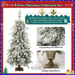 Pre-lit Christmas Tree 4-Piece Set with Garland, Wreath & 2 LED Entrance Trees Pre-lit Christmas Tree 4-Piece Set with Garland, Wreath & 2 LED Entrance Trees