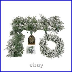 Pre-lit Christmas Tree 4-Piece Set with Garland, Wreath & 2 LED Entrance Trees Pre-lit Christmas Tree 4-Piece Set with Garland, Wreath & 2 LED Entrance Trees