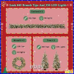 Pre-lit Christmas Tree 4-Piece Set with Garland, Wreath & 2 LED Entrance Trees Pre-lit Christmas Tree 4-Piece Set with Garland, Wreath & 2 LED Entrance Trees