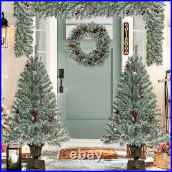 Pre-lit Xmas Tree Artificial Christmas 4-Piece Set, Garland, Wreath and Set