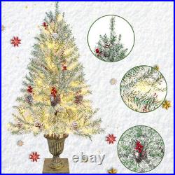 Pre-lit Xmas Tree Artificial Christmas 4-Piece Set, Garland, Wreath and Set