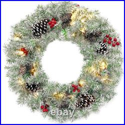 Pre-lit Xmas Tree Artificial Christmas 4-Piece Set, Garland, Wreath and Set