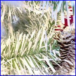 Pre-lit Xmas Tree Artificial Christmas 4-Piece Set, Garland, Wreath and Set