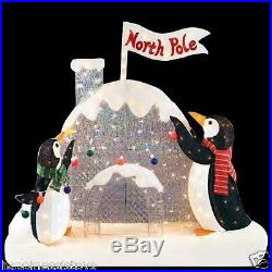 Prelit 4′ Lighted Penguins with Igloo Outdoor Yard Christmas Decor Icy Tinsel