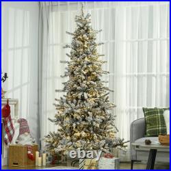 Prelit Artificial Christmas Tree Holiday Décor with Snow Flocked Branches