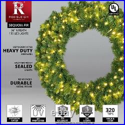 Prelit LED Heavy Duty Sequoia Outdoor Artificial Christmas Wreaths 2′-4′ Sizes