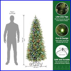 Prelit Slim 6ft Christmas Tree 300 RGB Lights Remote Control New Holiday Decor