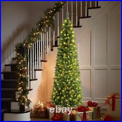 Prelit Slim Christmas Treewith 100-500 White & Multi-Color Lights+Stand for Xmas