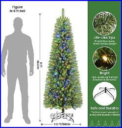 Prelit Slim Christmas Treewith 100-500 White & Multi-Color Lights+Stand for Xmas