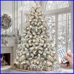 Prelit Snow Flocked Artificial Full Christmas Tree 7.5ft