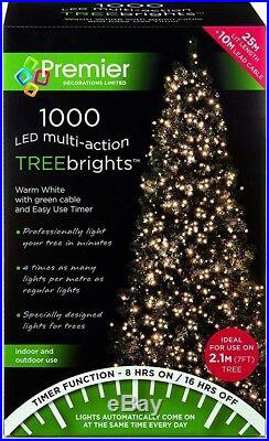 Premier 1000 LED Multi-Action TreeBrights Christmas Tree Lights Timer WARM WHITE