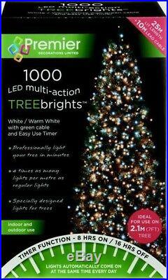 Premier 1000 LED TreeBrights Christmas Tree Lights with Timer WHITE/WARM WHITE