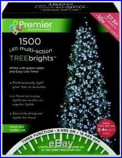 Premier 1500 LED Multi-Action TreeBrights Christmas Tree Lights with Timer WHITE