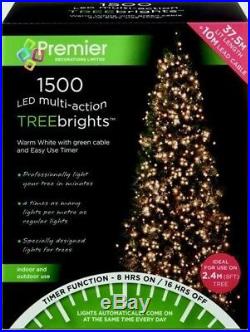 Premier 1500 LED TreeBrights Christmas Tree Lights with Timer WARM WHITE