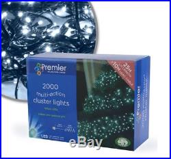 Premier 2000 Multi Action White LED Cluster Christmas Tree Lights Indoor Outdoor