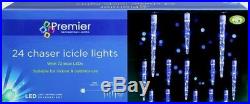 Premier Christmas Indoor Outdoor 24 Chaser Icicle Lights with 72 Blue LEDs