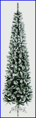 Premier Pine Pencil Slim Flocked Spruce Christmas Tree 200cm/2m FREE P&P