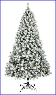 Premier Woodcote Pine White & Green Xmas Snow Flocked Christmas Tree 7FT 210 CM