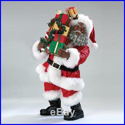 Presents For All African American Fabriche Santa Christmas Figurine C7407 New