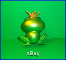 Pretty Green Frog Blown Glass Christmas Tree Ornament