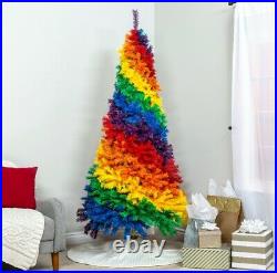 Prideful Gay Happy 7ft Artificial Colorful Rainbow Full Fir Christmas Tree