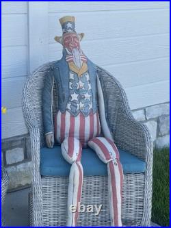 Primitive Antique American flag Uncle Sam door hanger porch sitter 4th of July