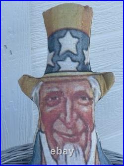Primitive Antique American flag Uncle Sam door hanger porch sitter 4th of July