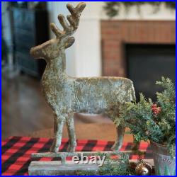 Primitive Ragon House Christmas Distressed Metal Deer On Base 29H