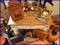 Primitive Vintage Reproduction Halloween Ouija Board Game Side Table HP OOAK