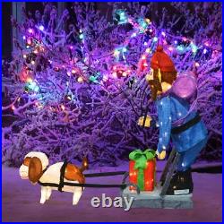 ProductWorks 34IN RUDOLPH 3D PRE LIT LED YARD ART STANDING YUKON AND DOG, Blue