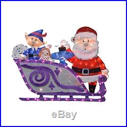 ProductWorks 42-Inch Rudolph Santa and Sleigh with Misfit Toys 2D Pre-Lit Yard