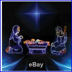 Professional Nativity 3PC Set Outdoor LED Lighted Decoration Steel Wireframe