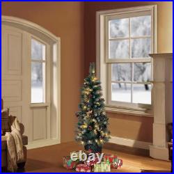 Puleo International 4.5 ft. Pre-Lit Potted Sterling Pine Tree with 70 UL-List