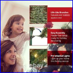 Puleo International 6.5 Foot Pre-Lit Aspen Fir Artificial Christmas Green