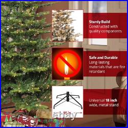 Puleo International 6.5 Foot Pre-Lit Aspen Fir Artificial Christmas Green