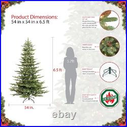 Puleo International 6.5 Foot Pre-Lit Aspen Fir Artificial Christmas Green