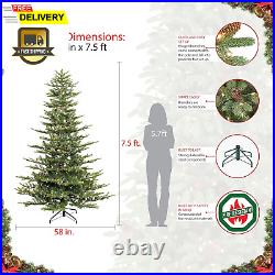 Puleo International 7.5 Foot Pre-Lit Aspen Fir Artificial Christmas Tree with 70
