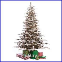 Puleo International 7.5 ft. Aspen Fir Flocked Clear Pre-lit Full Christmas Tree