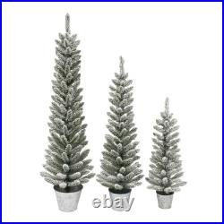 Puleo International Artificial Potted Flocked Pencil Trees