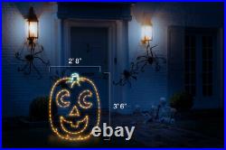Pumpkin Crescent Eyes Halloween LED light metal wire frame display decoration