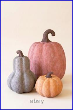 Pumpkin Gourd Figurine Set 3 Sculptures Fall Harvest Home Decor