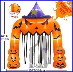 Pumpkin Hallo. 12FT Tall Halloween Inflatables Archway Giant Halloween Arch