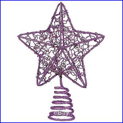 Purple Glitter Christmas Star Christmas Tree Topper Home Decoration Xmas
