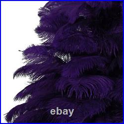 Purple Ostrich Feather Christmas Tree Real Bird Feather Branches Stand Included