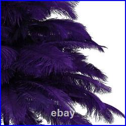 Purple Ostrich Feather Christmas Tree Real Bird Feather Branches Stand Included