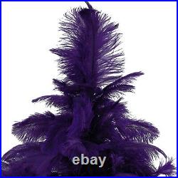 Purple Ostrich Feather Christmas Tree Real Bird Feather Branches Stand Included