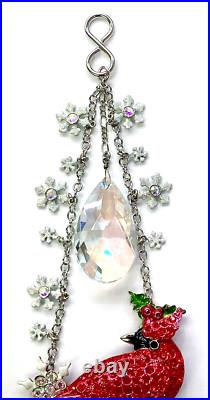 QVC Kirks Folly Cardinal & Crystal Aurora Borealis Silvertone Ornament
