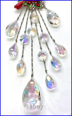 QVC Kirks Folly Cardinal & Crystal Aurora Borealis Silvertone Ornament