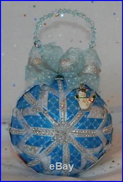 Quilted Ornament Handmade Quilt Ball Snowman Snowflakes Charm Beaded Hanger